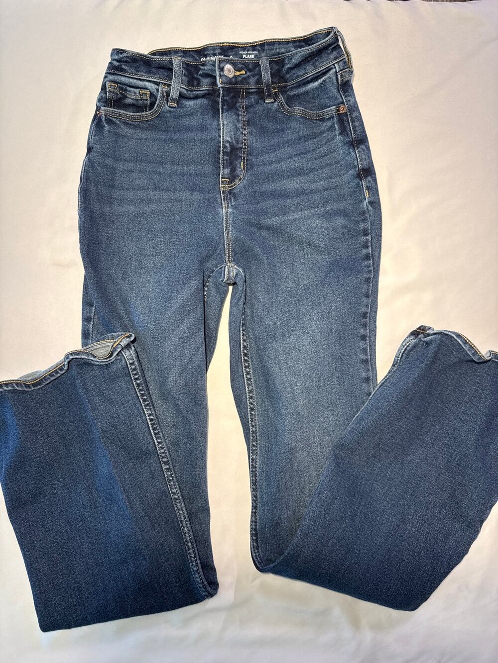 Old Navy Womens 0 Higher High Rise Flare Jeans Secret Smooth Medium Wash